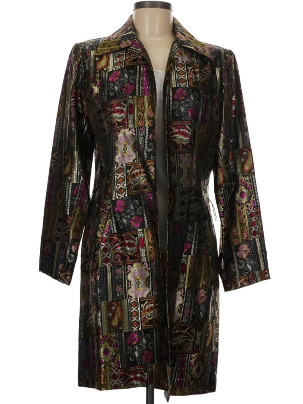 Mesmerize Tapestry Coat Ornate Paisley Patchwork Jacket Elegant Feminine Office